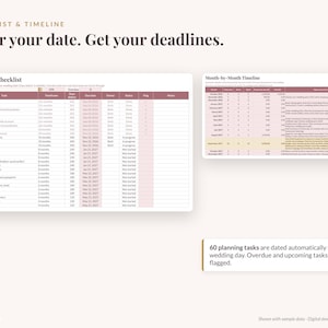 Pink Wedding Planner Spreadsheet, Blush Excel & Google Sheets: Budget, Guest List, Seating Chart, Checklist immagine 5