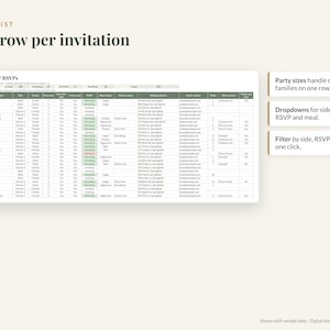 Wedding Guest List Template, RSVP Tracker Spreadsheet for Excel & Google Sheets, Seating Chart, Meal Count, Address List, Guest Tracker image 3