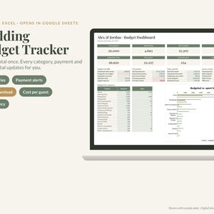 Wedding Budget Planner Spreadsheet, Excel & Google Sheets: Expense Tracker, Payment Schedule, Cost Per Guest