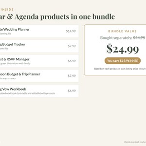 Wedding Planner Bundle: Planner Spreadsheet, Budget Tracker, Guest List, Honeymoon Planner, Vow Workbook image 2