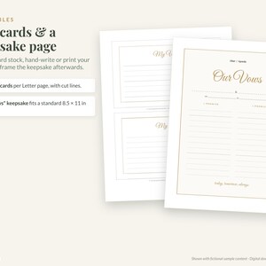Wedding Vow Template & Writing Workbook, Printable + Editable: Prompts, Examples, Cards, Keepsake Page Bild 5