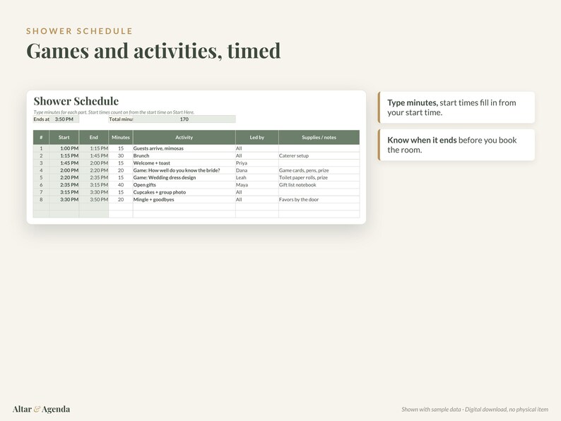 Foglio di calcolo per l'organizzazione dell'addio al nubilato, in formato Excel e Google Sheets: lista di controllo per l'organizzazione, elenco degli invitati, budget e ripartizione dei costi. immagine 7