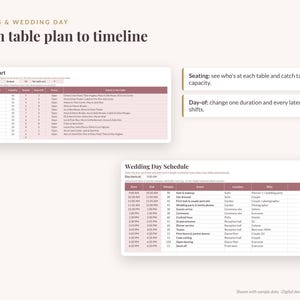 Pink Wedding Planner Spreadsheet, Blush Excel & Google Sheets: Budget, Guest List, Seating Chart, Checklist immagine 6
