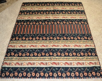 Autumn Throw Quilt: Fall Flower Leaf Wheat