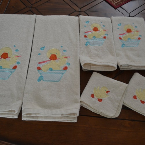 Rubber Ducky Embroidered Towels Pick Your Size of Set & Etsy
