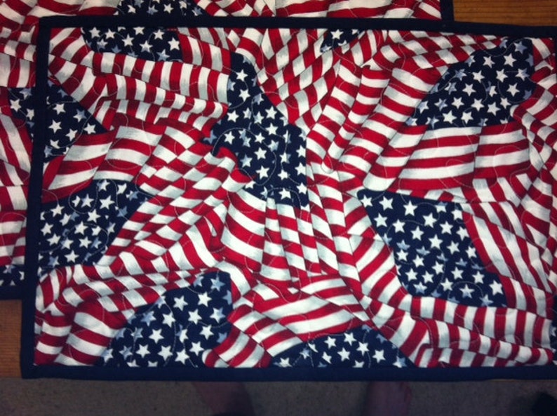 4th of July Placemats Patriotic Flag Etsy