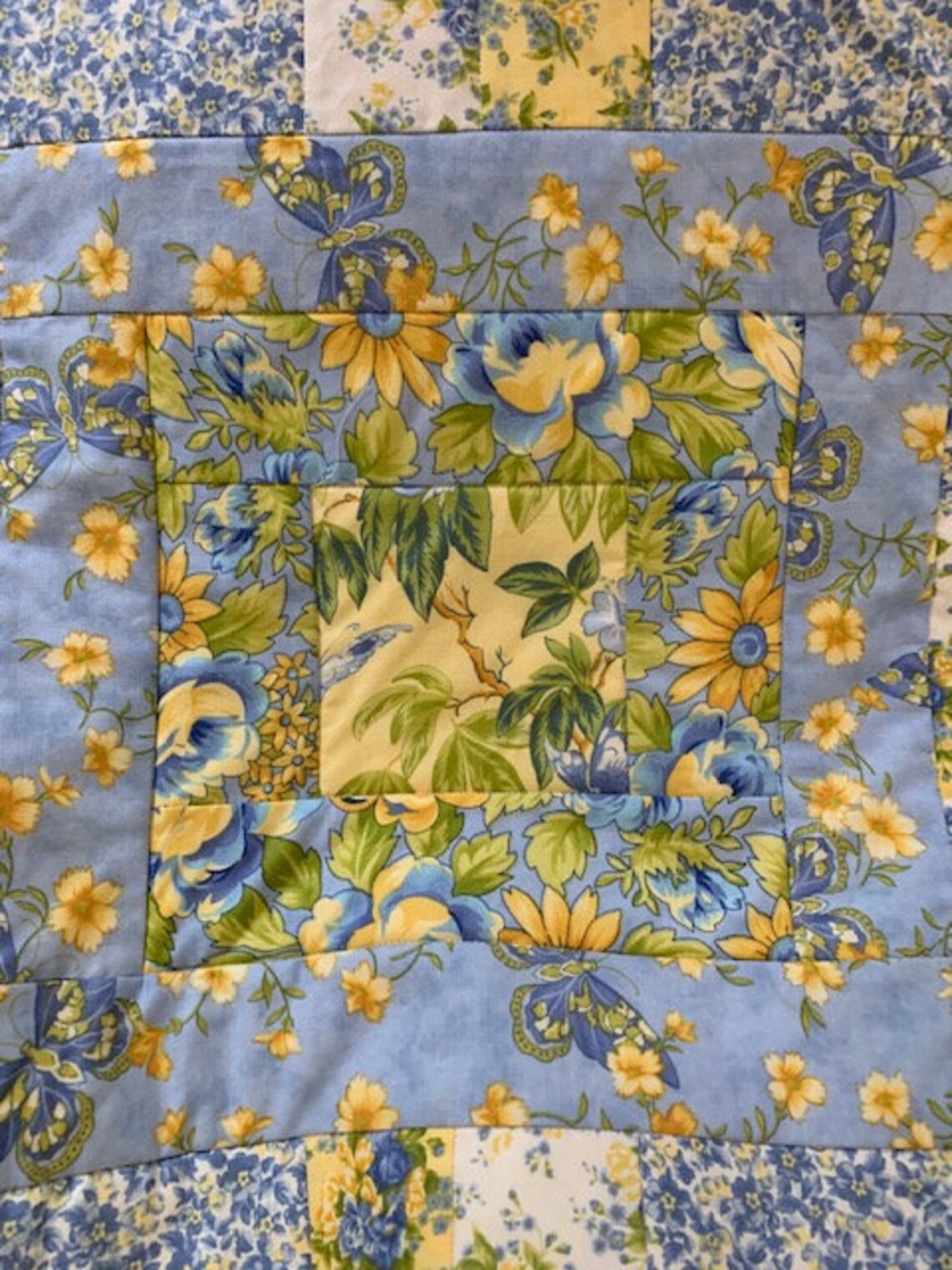 Quilts for Sale Quilt Blue & Yellow Floral Etsy