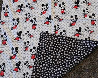 Mickey Mouse Baby Blanket with reversible black and white flannel