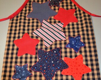 4th of July Apron: Stars Appliqued Kitchen Towel Apron