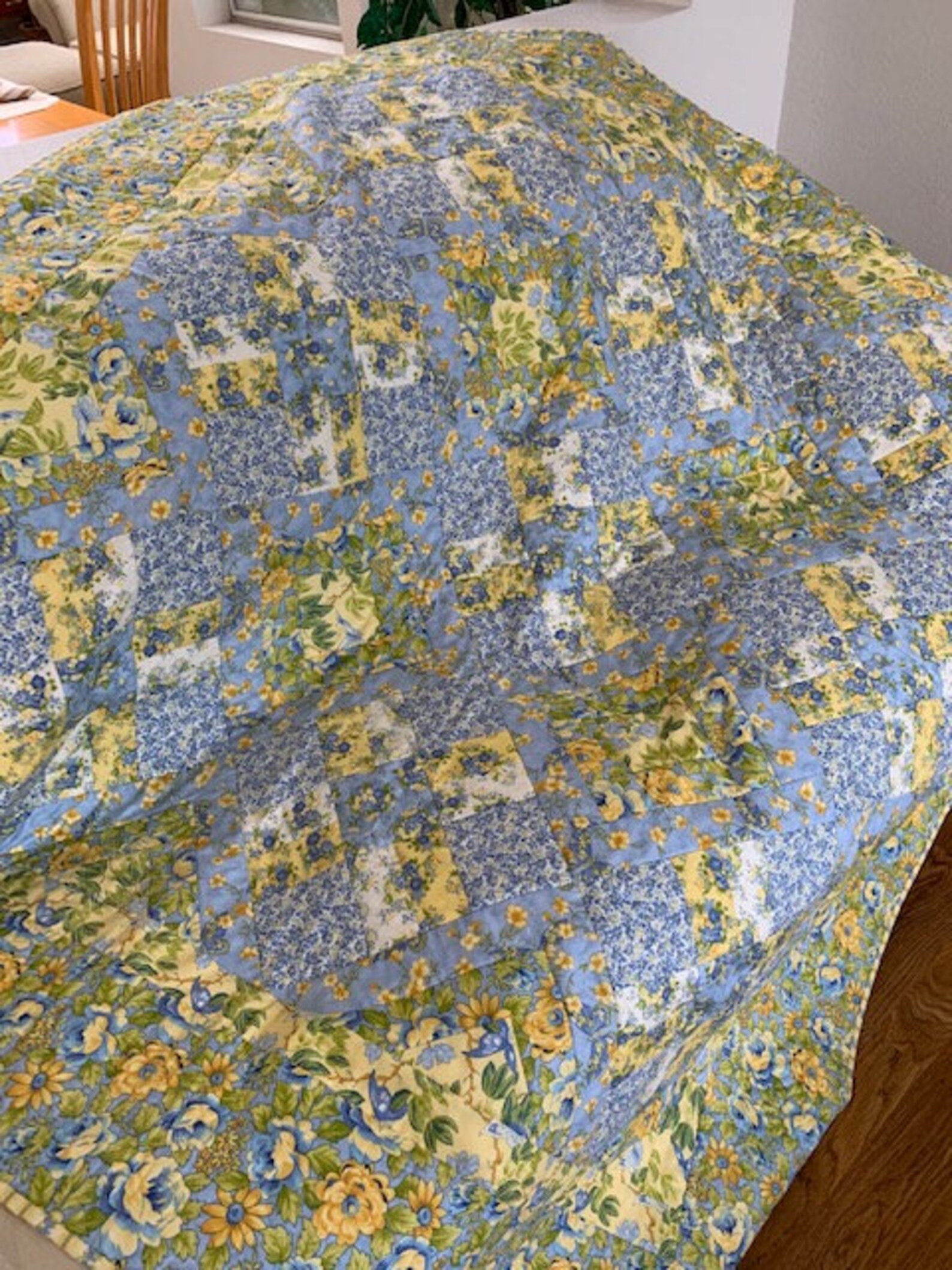 Quilts for Sale Quilt Blue & Yellow Floral Etsy