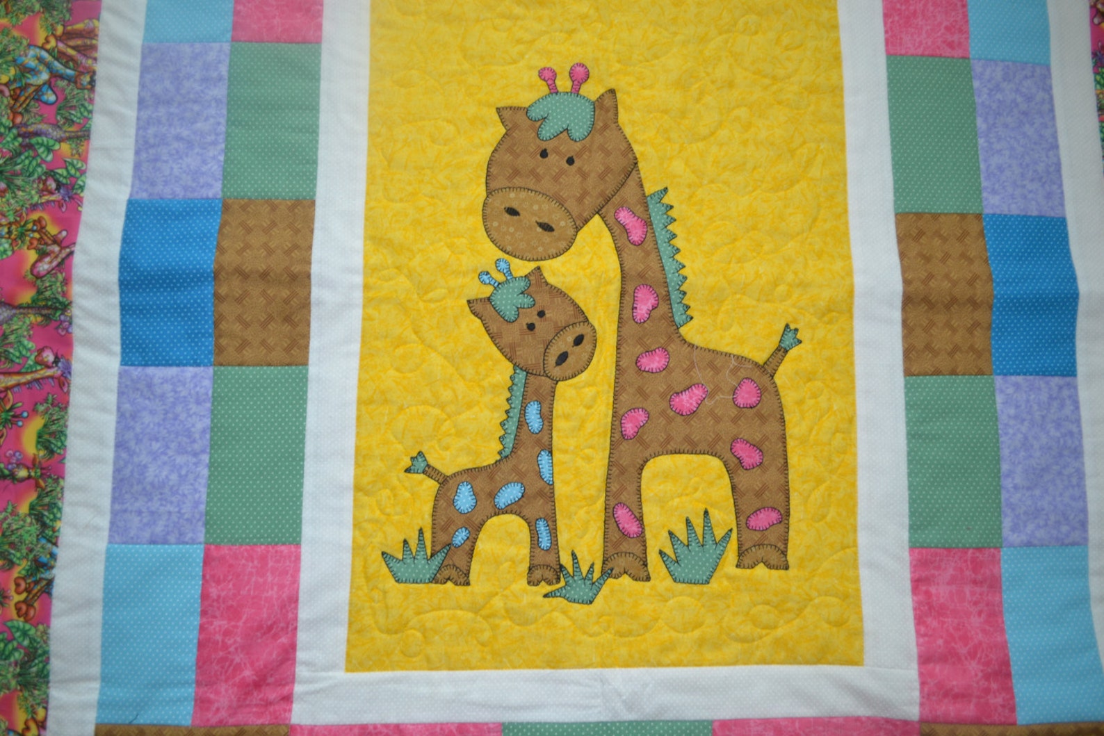 Sale Baby Quilt Giraffe Reversible Etsy