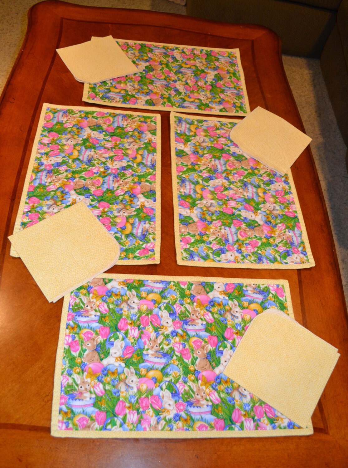 Easter Placemat & Napkin Set Bunny Etsy