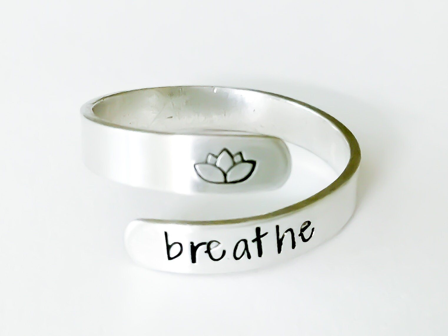 Yoga Ring Silver Wrap Ring Mantra Ring Mindfulness Gift | Etsy