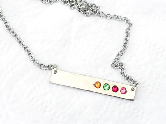 Bar Necklace Birthstone Necklace Family 