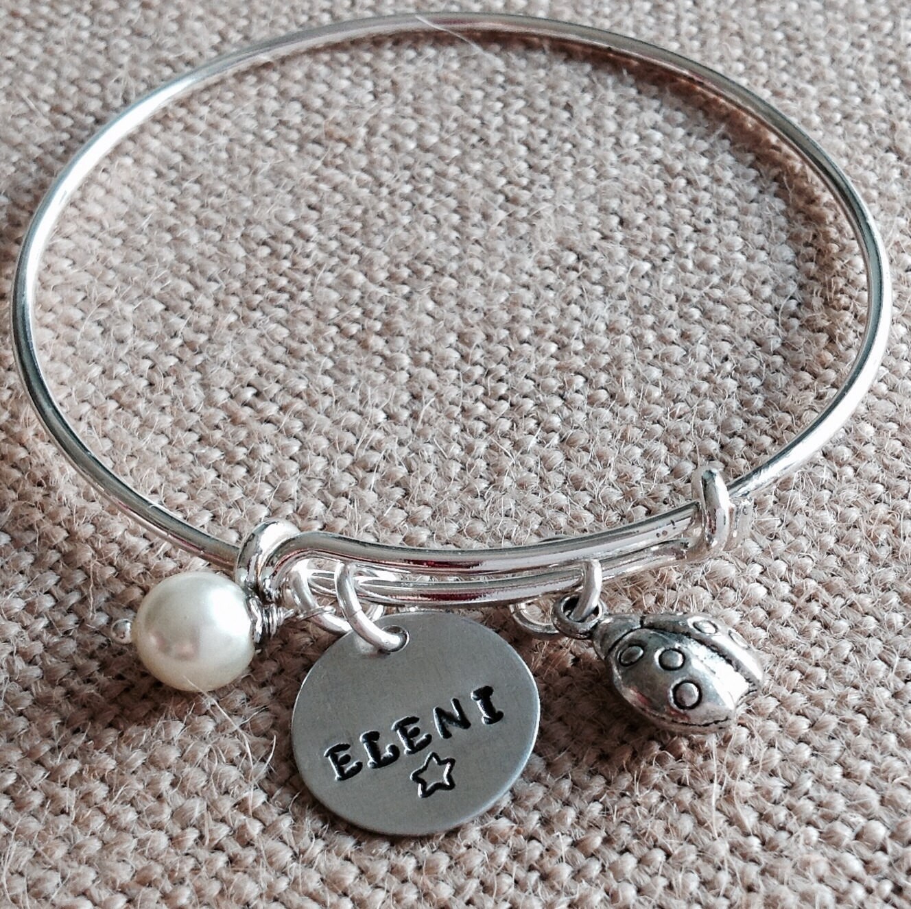 Child name jewelry. Name charm bracelet. Expandable bracelet. Etsy