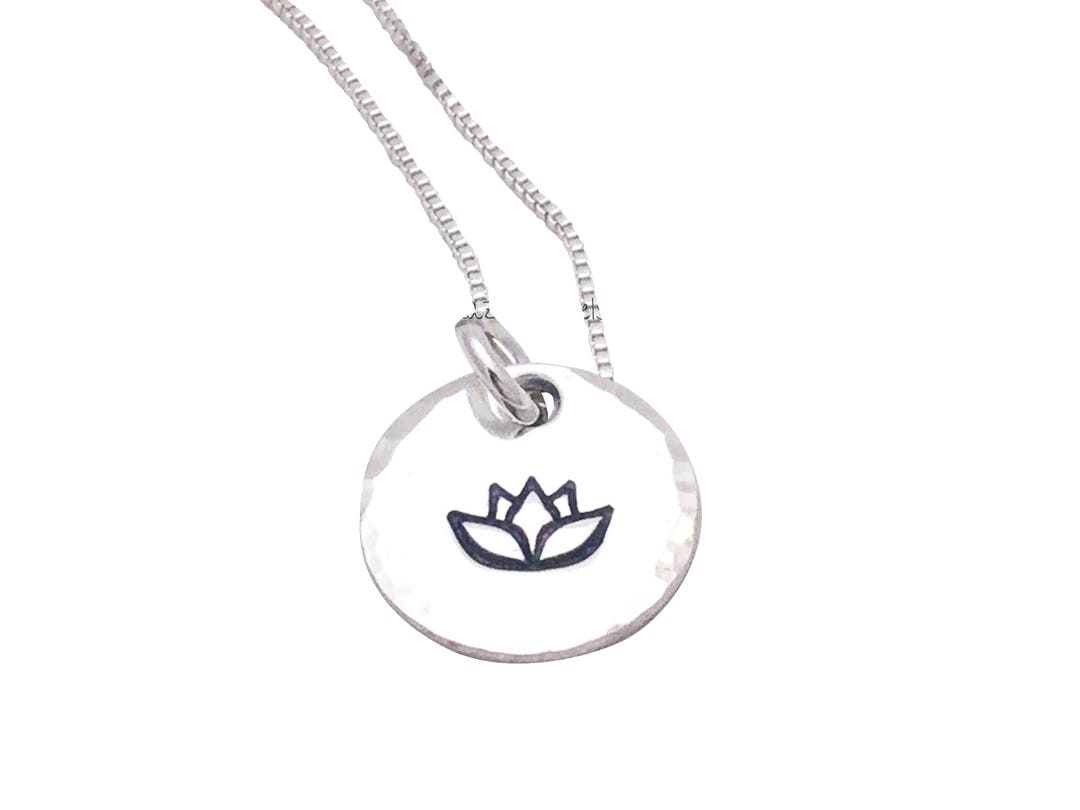 Lotus Flower Necklace Sterling Silver Tiny Lotus Pendant Yoga - Etsy