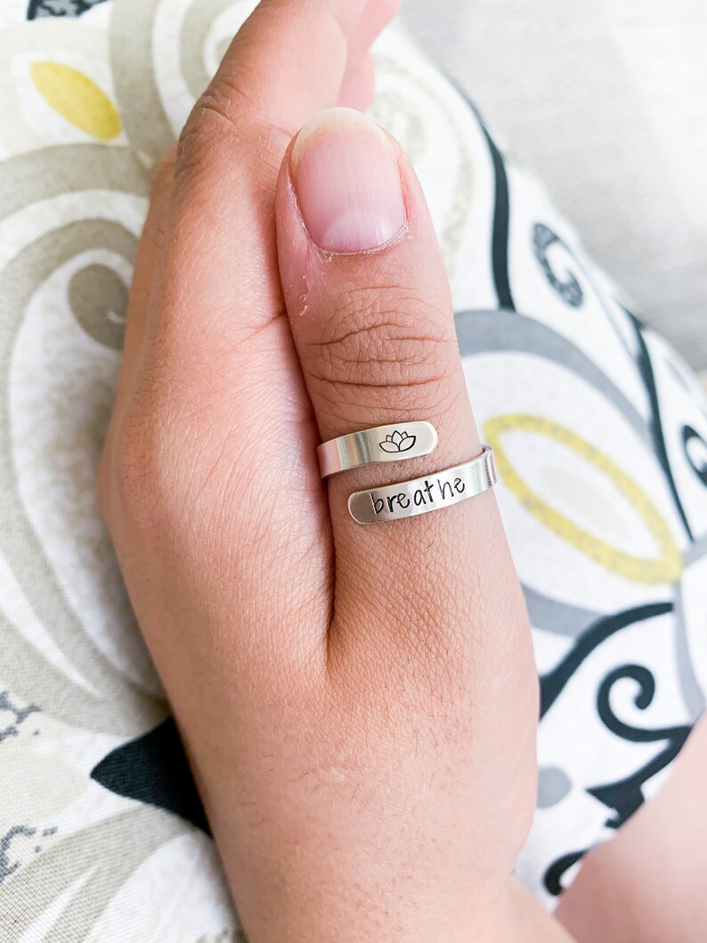 Yoga Ring Silver Wrap Ring Mantra Ring Mindfulness Gift | Etsy