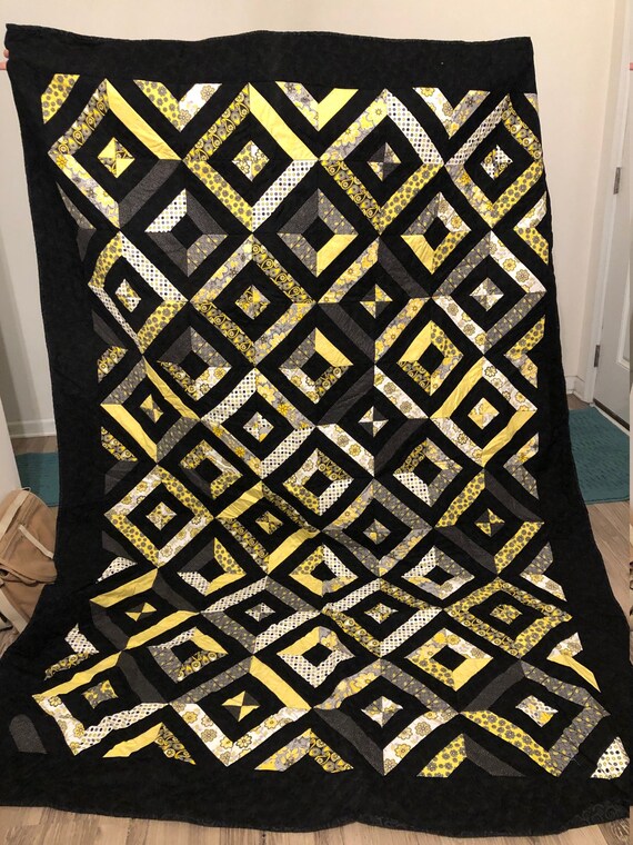 Black and Yellow Quilt Etsy
