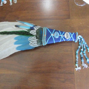 Dragonfly Prayer Feather Smudge/Prayer Fan Set-66 Gemstone with Abalone Shell, Sage, and Himalayan Pink Sea Salt -ships free