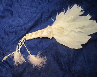 Custom made BRIDAL FEATHER FAN Sacred Wedding accessory replaces bouquet