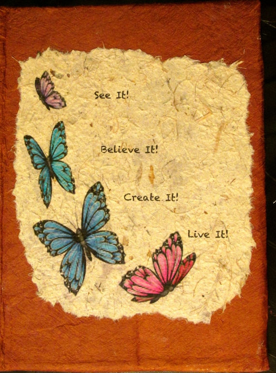 Custom "Vision Journal"! 9"x12" Replaces Vision Boards  Mixed Media-covered with leather, Fern-wood Cloth or handmade Mulberry Paper-