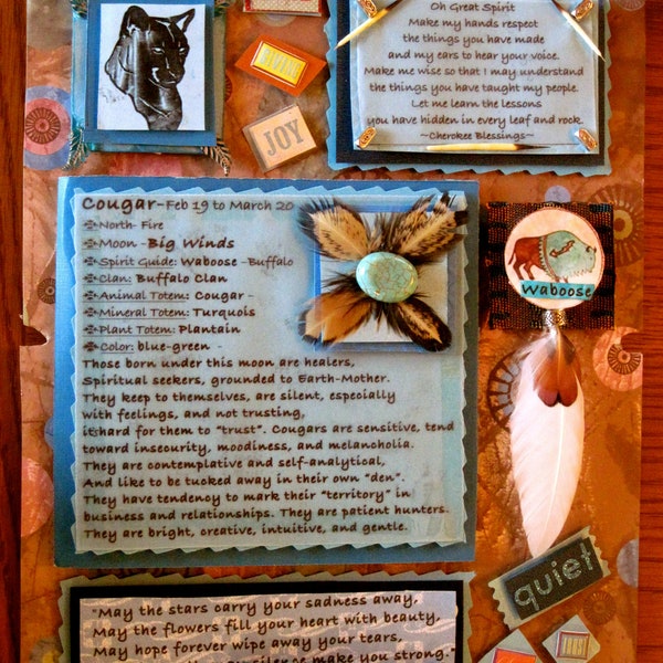 Custom made Medium size (11" x 9")  Medicine Wheel Joy Box  mixed media shadow box inspired by Native American Birth Totems