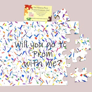 Prom Proposal Puzzle Reveal from your pictures. Personalized Invitation and Prom Proposal. Will you go to Prom with me? Puzzle to picture