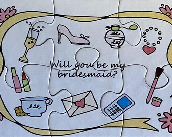 Will You Be My Bridesmaid OR Flower Girl - Ask your bridesmaid to be in wedding with a puzzle.  ON SALE