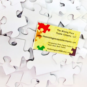 White Puzzle Pieces Guest Book Alternative: Wedding, Shower Sign In