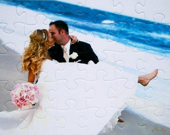 Custom Wedding Guest Book Puzzle featuring Large and Extra Large Puzzle Pieces from The Missing Piece Puzzle Company