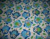 Funny blue owls,  flannel crib/toddler fitted sheet