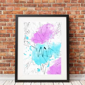 Abstract pink blue art, abstract art print
