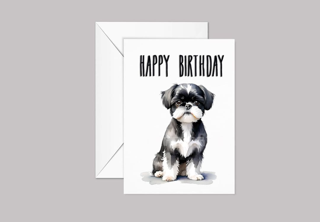 Shih Tzu Birthday Card - 5x7 Inch Premium Folded Card For Dog Lovers (Blank Inside)