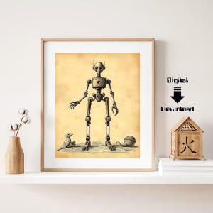 Standing Droid art,droid division,droid, droid depot,robot art,Futuristic art,robot art,Sci-Fi art print, printable art,downloadable art