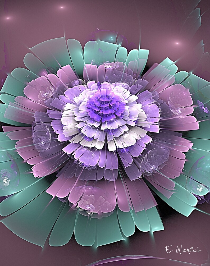 Pink and Green Abstract Art Print, Abstract Flower Art Print