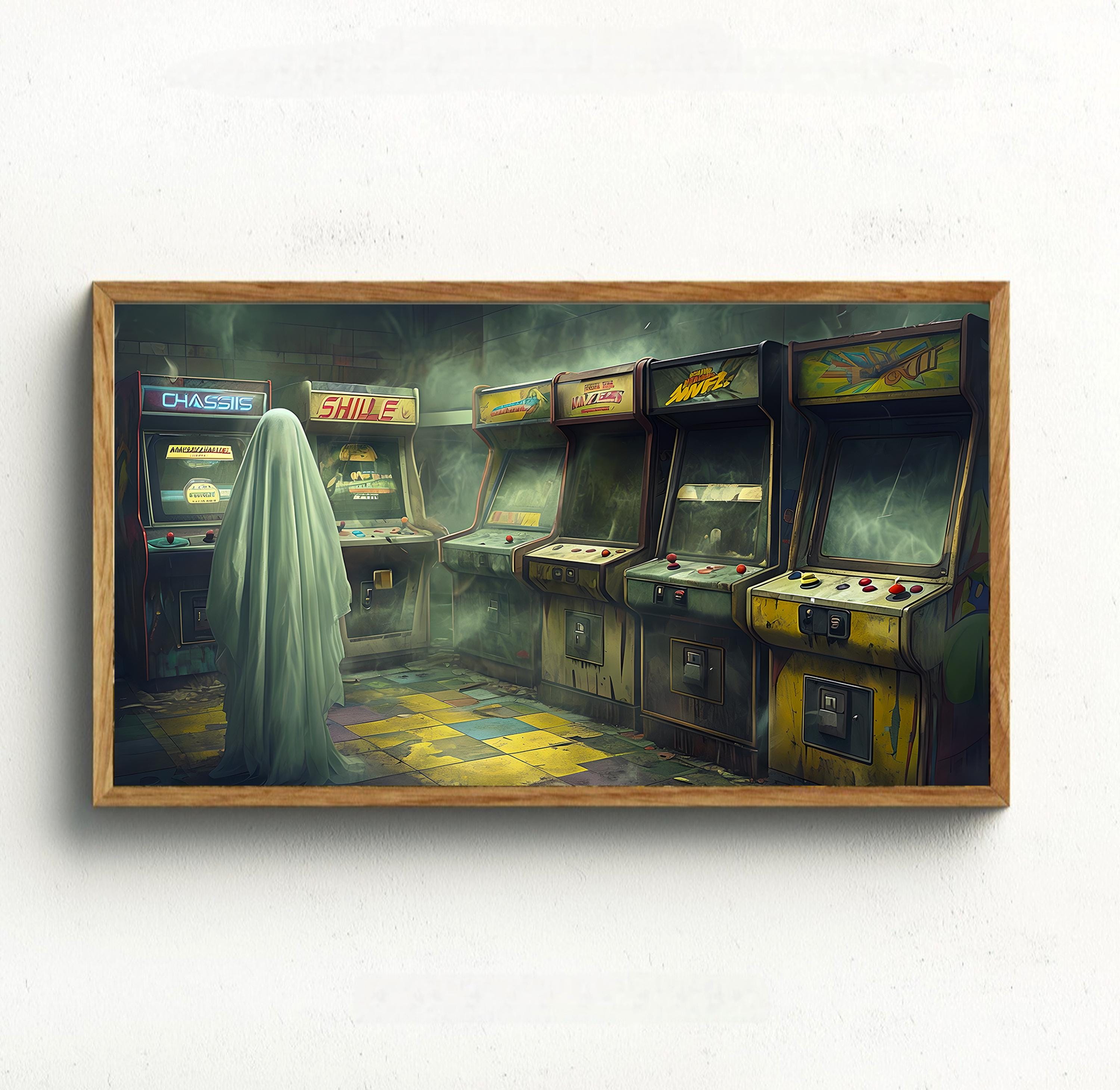 Samsung Frame tv art, art for Samsung tv, Halloween Frame TV Art ghost arcade,Fall art for the frame TV, TV art,frame art ghost,smart tv art