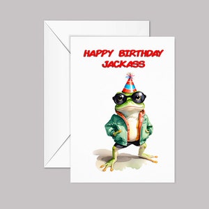 Carte de joyeux anniversaire Jackass, carte de grenouille, carte de joyeux anniversaire, carte vulgaire, jackass, carte d'anniversaire de grenouille, carte d'humour, carte faite main, carte de nerd, carte de jeu de mots