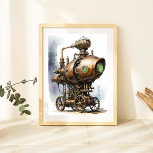 Steampunk Machine art, steampunk keychain, steampunk, steampunk office, industrial art, steampunk decor, steampunk art print, printable art