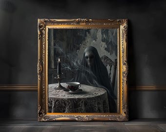 不気味なゴシック女性、ダークアカデミアプリント、ビクトリア朝のゴシックアート、ゴシックラブアート、ダークアカデミア美学、ダークロマンス、ゴシックポスター、ゴシック