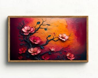 Flower painting Frame TV Art, Frame TV Art, Gothic flower screensaver, Botanical Summer Decor, TV art gothic, Spring Tv art, Frame Tv gothic
