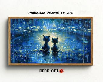 Cat Frame tv art, tv art, cat tv art, frame tv art,cat painting, Fall frame tv art,Samsung tv art, Spring Tv art, frame tv art Halloween