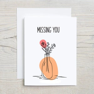 Carte de vœux Missing You, carte Miss You, carte d’amour, Miss You, carte faite à la main, carte inspirante, Tu me manques, carte de vœux