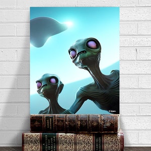Alien art print,digital download alien,retro cosmic art, space art,UFO alien art,science fiction art, trippy wall art , extraterrestrial art