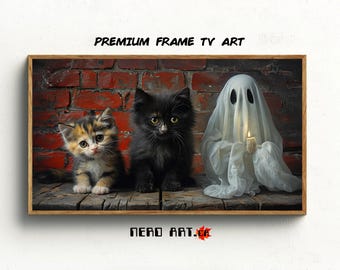 Arte de TV com gatinhos e fantasmas para o Halloween (Download Digital)