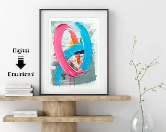 Abstract art print, digital art print, printable art, printable wall art, colorful abstract, minimalist home decor, digital download prints