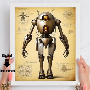 Roboter Schemata Kunstdruck, Roboter Kunst, Retro Roboter, sofortiger Download, Digitaldruck, Roboter svg, druckbare Kunst, Roboter Druck, Kinderzimmer Dekor