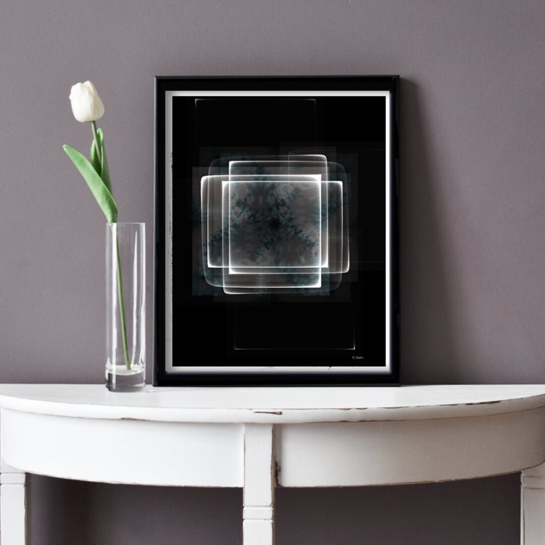 Black Diffusion Abstract Art Print, Black and White Art, Decor Wall Art ...