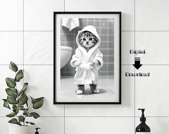Decorazione Da Parete Per Il Bagno Con Cornice, Scimpanz Nella Vasca Da Bagno Decorazione Da Parete In Bianco E Nero Divertenti Cartelli Decor