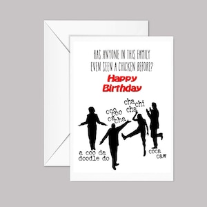 Joyeux anniversaire, danse du poulet, carte de voeux, carte nerd, carte geek, carte humour, carte drôle, humour télé, carte, carte fait main