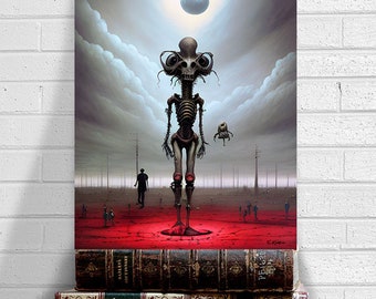Creepy Alien, alien art, alien download, downloadable art print, planet art prints, martian art, dark art, alien adventure art, printable